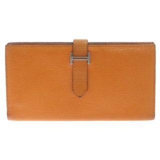 エルメス(Hermes)のHERMES エルメス ベアンスフレ C刻印 シルバー金具 長財布 シェブルミゾル オレンジ(長財布)