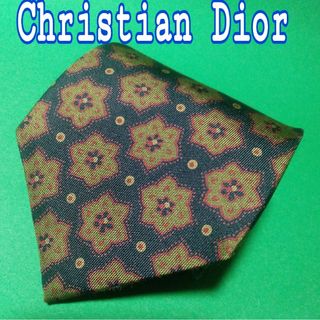 クリスチャンディオール(Christian Dior)の【極美品】  クリスチャンディオール  花柄　ネクタイ　ネイビー(ネクタイ)