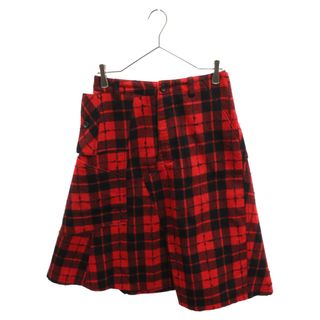 COMME des GARCONS - tricot COMME des GARCONS トリコ コム デ ギャルソン 13AW ウールニット ボックスチェック 再構築 スカート レディース レッド/ブラック TL-S012