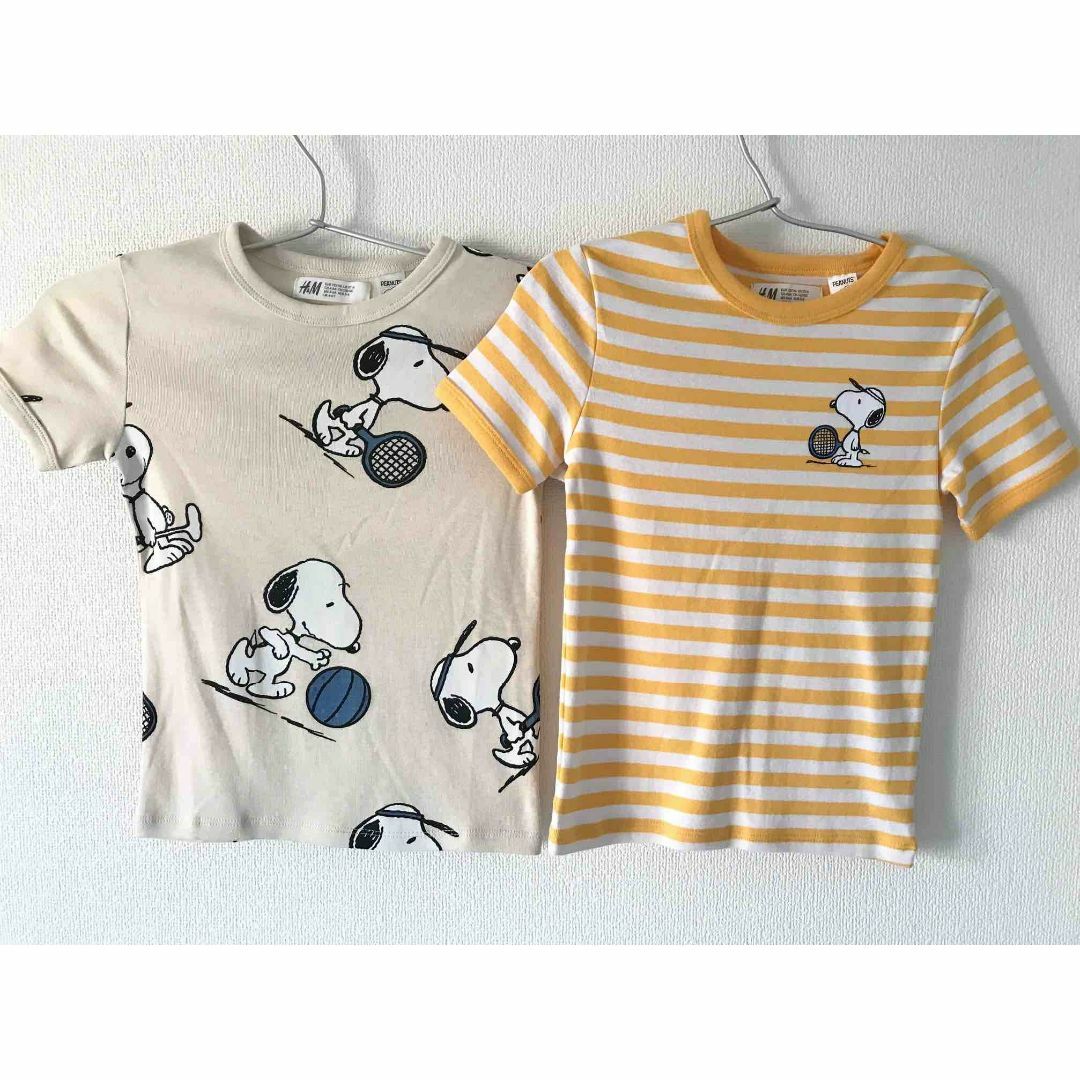 H&M(エイチアンドエム)の☆H&M スヌーピー コットン半袖カットソー プリントTシャツ 2枚セット☆ キッズ/ベビー/マタニティのキッズ服男の子用(90cm~)(Tシャツ/カットソー)の商品写真