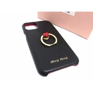 ミュウミュウ(miumiu)の■新品同様■ miumiu ミュウミュウ マドラスラブ レザー iPhone11 Pro対応 アイフォンケース スマホケース ブラック系 FA3888(その他)