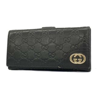 グッチ(Gucci)の【4ic3129】グッチ 三つ折り長財布/グッチシマ/181593/レザー/ブラック/シャンパンゴールド金具 【中古】 メンズ(財布)