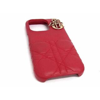 ディオール(Dior)の■美品■ ChristianDior ディオール レディディオール カナージュ レザー iPhone14 Pro対応 アイフォンケース レッド系 FA1243 (その他)