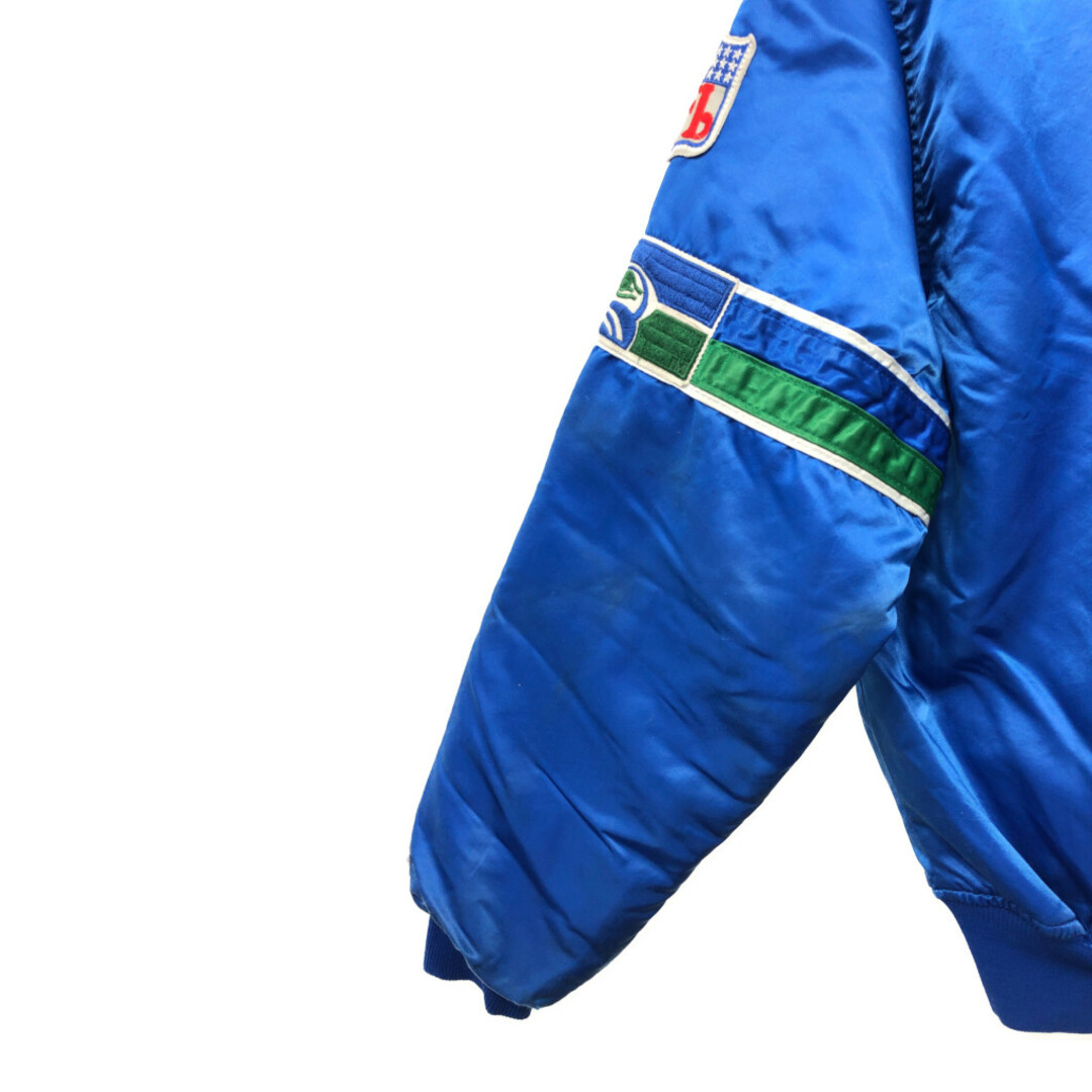 80年代 USA製 STARTER スターター NFL シアトル・シーホークス スタジアムジャケット プロチーム ブルー (メンズ XL) 中古 古着 Q5270 メンズのジャケット/アウター(スタジャン)の商品写真