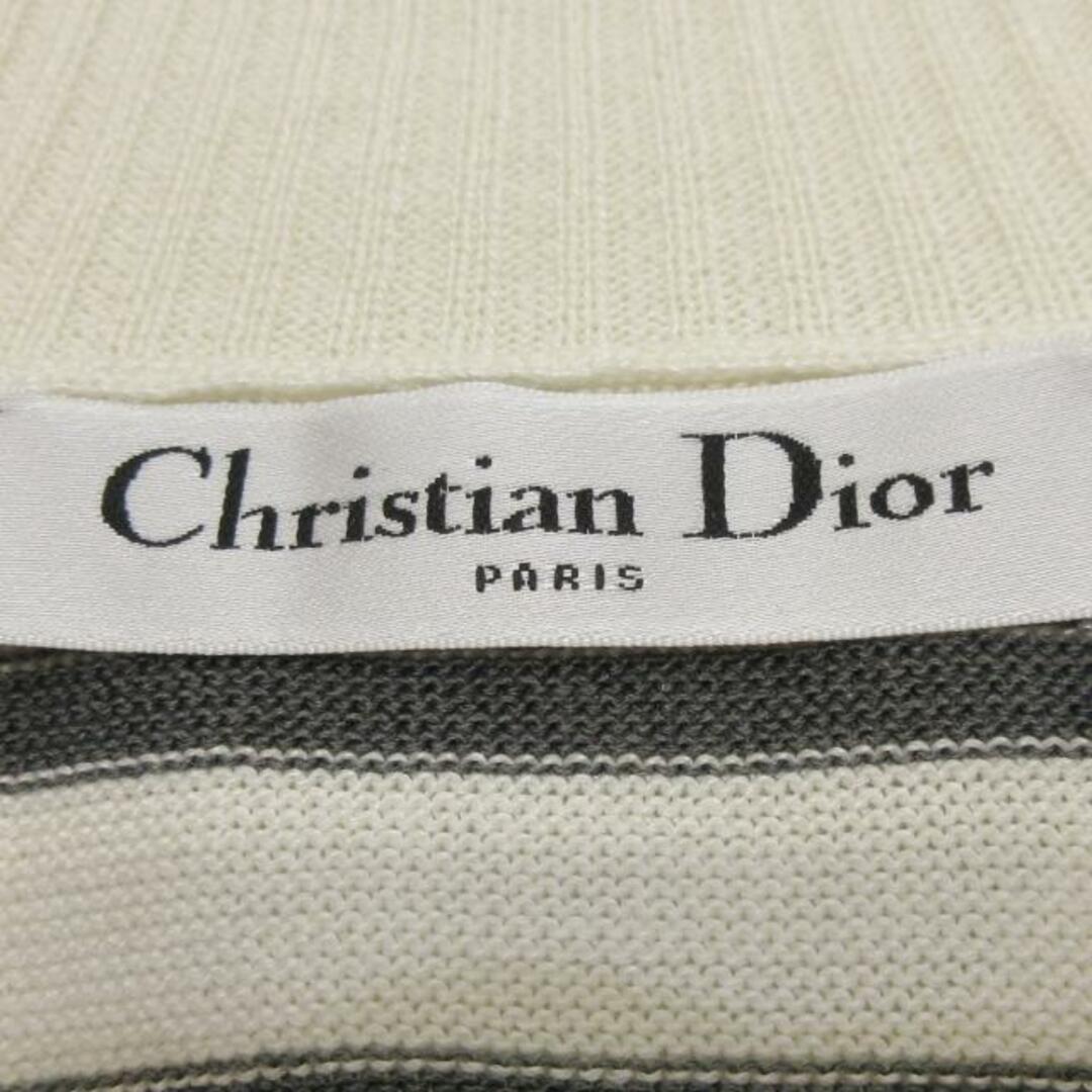 Christian Dior(クリスチャンディオール)のDIOR/ChristianDior(ディオール/クリスチャンディオール) 長袖セーター レディース美品  IBIZA 144S49IB603 アイボリー×ダークグレー ボーダー 綿、シルク レディースのトップス(ニット/セーター)の商品写真
