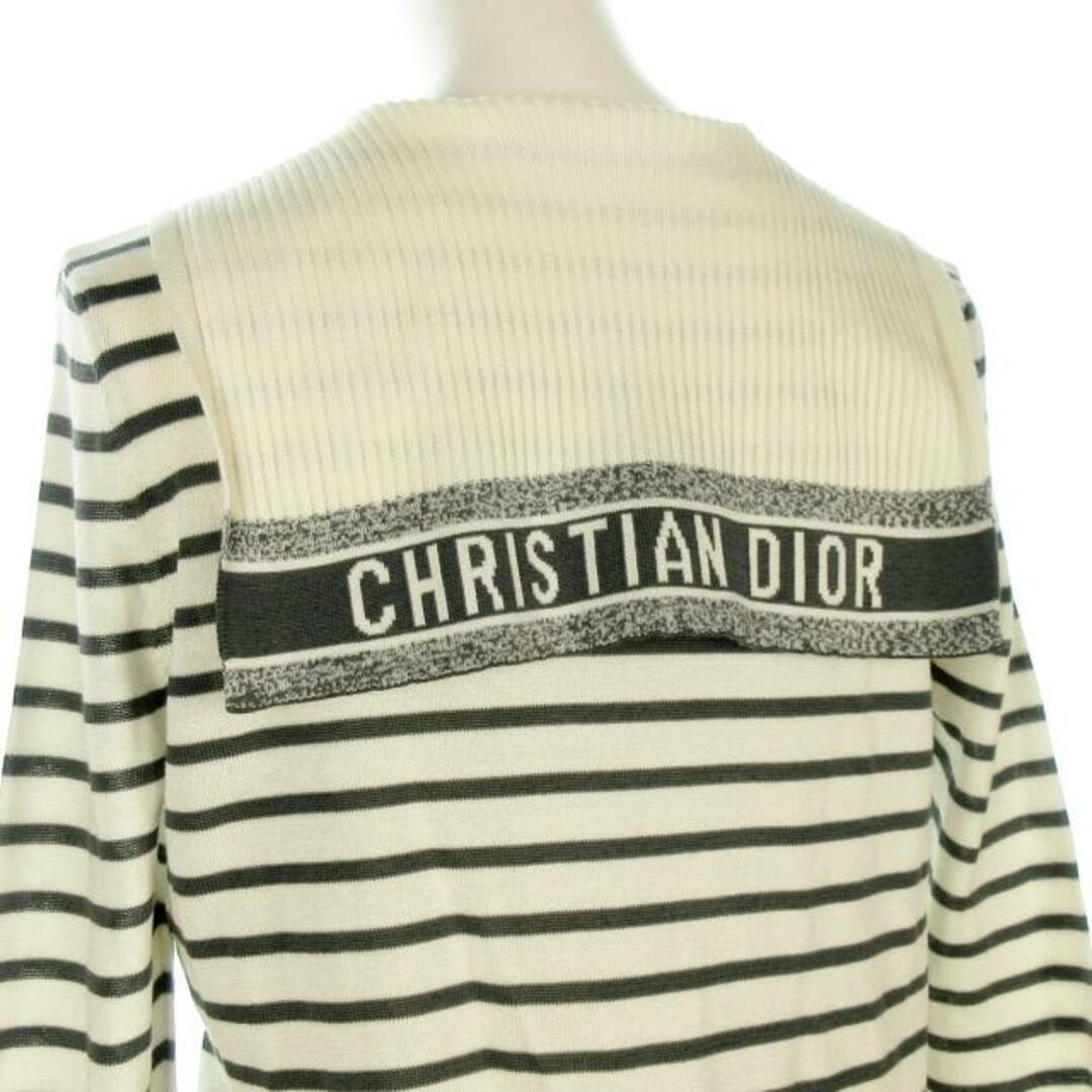 Christian Dior(クリスチャンディオール)のDIOR/ChristianDior(ディオール/クリスチャンディオール) 長袖セーター レディース美品  IBIZA 144S49IB603 アイボリー×ダークグレー ボーダー 綿、シルク レディースのトップス(ニット/セーター)の商品写真