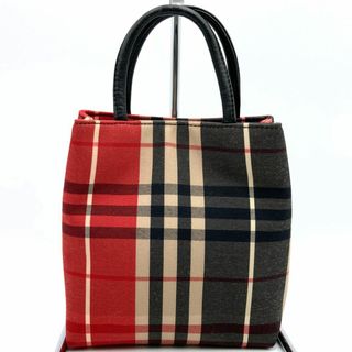 バーバリー(BURBERRY)のバーバリー ミニハンドバッグ ノバチェック レッド×ブラック キャンバス レディース BURBERRY【中古】(ハンドバッグ)