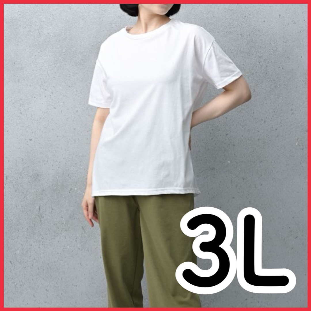 新品 未使用 Tシャツ 半袖 白 大きいサイズ 3l カットソー 薄手 夏 レディースのトップス(Tシャツ(半袖/袖なし))の商品写真