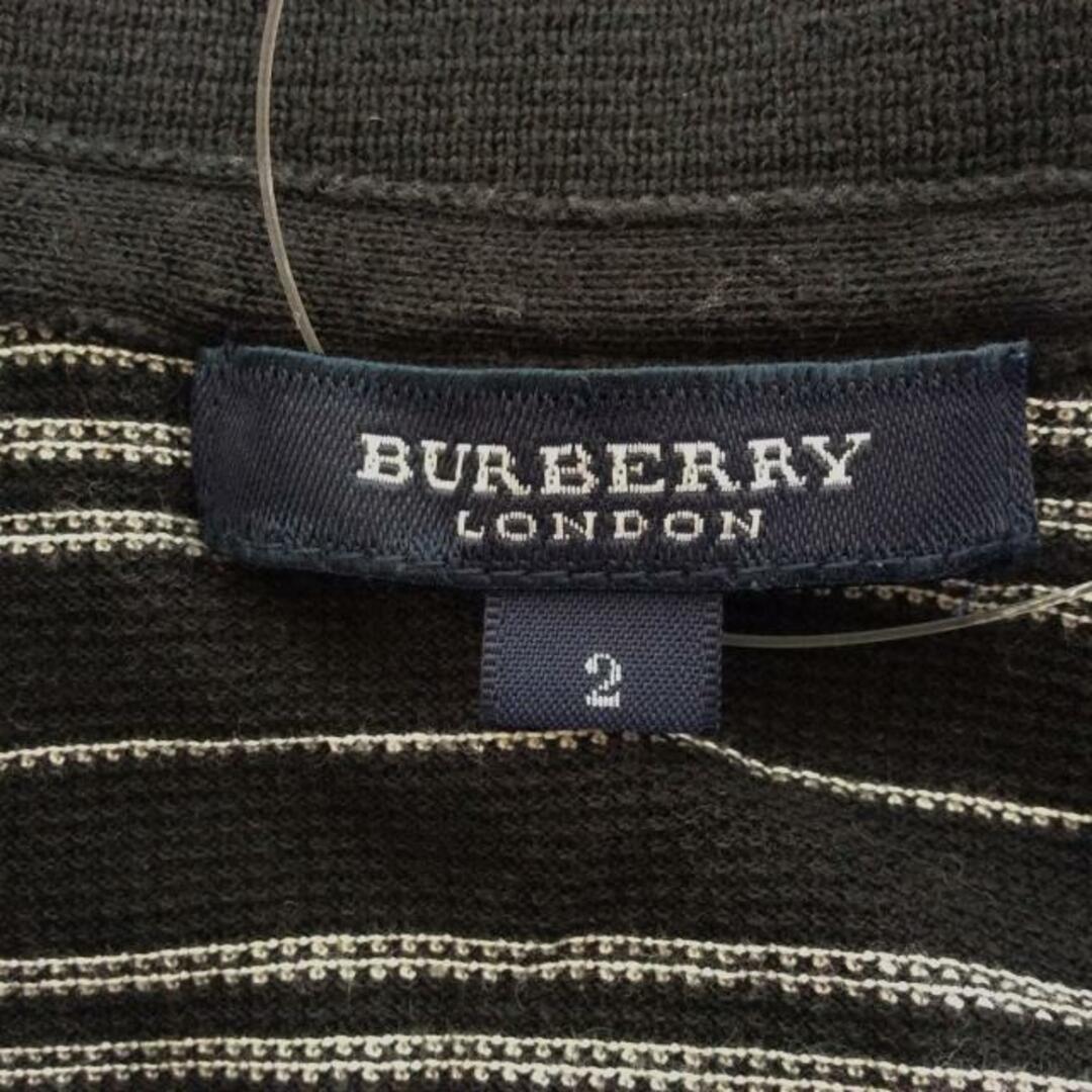 Burberry LONDON(バーバリーロンドン) 半袖ポロシャツ サイズ2 M レディース - 黒×白 ボーダー レディースのトップス(ポロシャツ)の商品写真