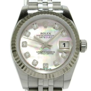 ロレックス(ROLEX)のROLEX(ロレックス) 腕時計 デイトジャスト 179174NG レディース K18WG×SS/シェル文字盤/10P新型ダイヤ/21コマ+余りコマ×1/ランダムルーレット ホワイトシェル (腕時計)