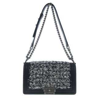 シャネル(CHANEL)のCHANEL(シャネル) ショルダーバッグ レディース ボーイシャネル A67086 黒×白 チェーンショルダー/ヴィンテージシルバー金具 ツイード×カーフスキン(ショルダーバッグ)