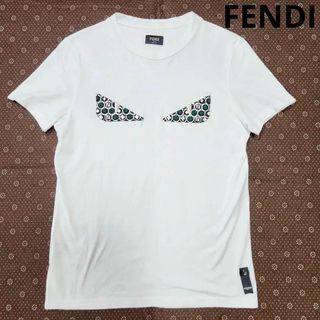 フェンディ(FENDI)の【現行・極美品】フェンディ Tシャツ M相当 モンスター バグズアイ FF 白(Tシャツ/カットソー(半袖/袖なし))