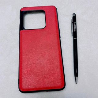 スマホケース Oneplus 10T 5G レッド 赤 両用タッチペン付き(Androidケース)