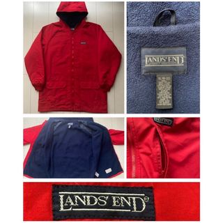 美品 90s LANDS'END USA nylon fleece JKT XL