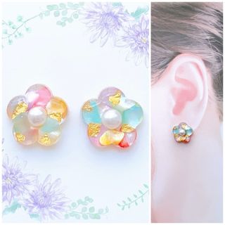 カラフル15mmお花ピアス/イヤリング(ピアス)