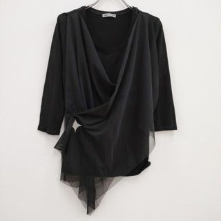 イッセイミヤケ(ISSEY MIYAKE)のISSEY MIYAKE レースレイヤード 七分袖 IM03-JK567-17 サイズ3 Ｔシャツ カットソー ブラック レディース イッセイミヤケ【中古】4-0508M♪(カットソー(長袖/七分))