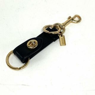 コーチ(COACH)のCOACH(コーチ) キーホルダー(チャーム) - 黒×ゴールド レザー×金属素材(キーホルダー)