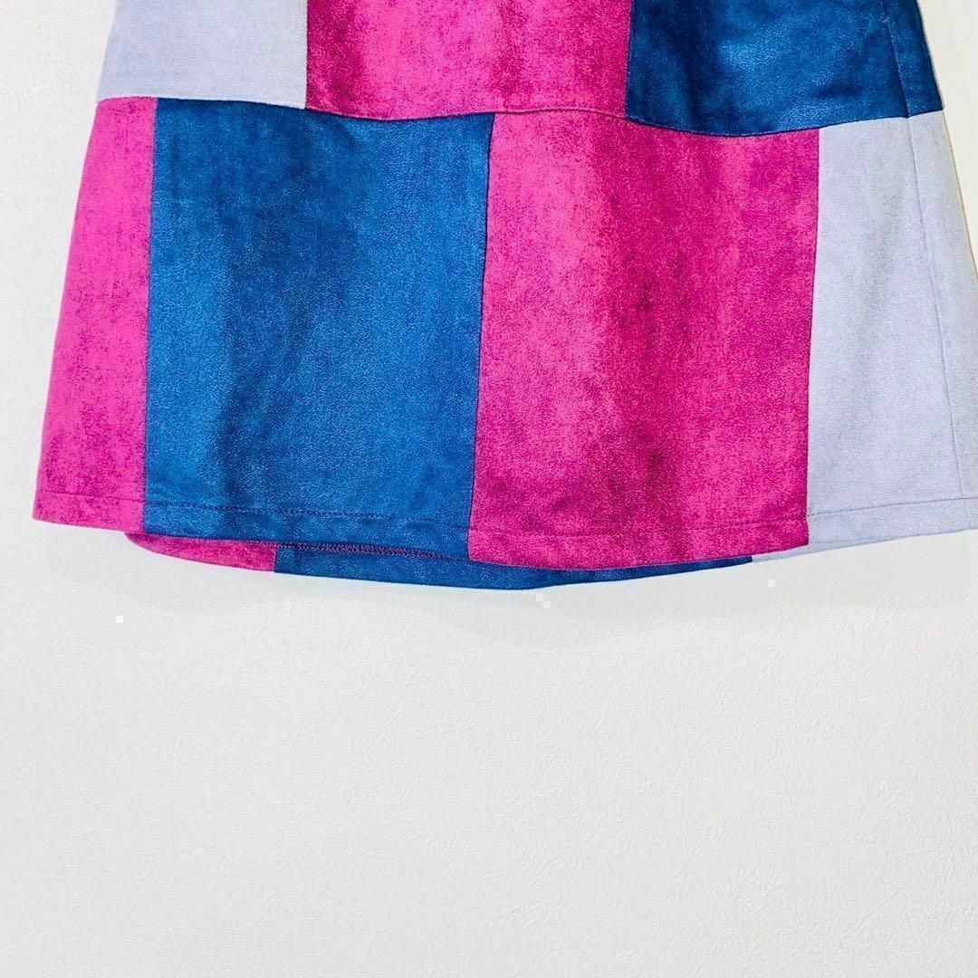 merryjenny メリージェリー　ミニスカート　パッチワーク風　　伸縮性　F レディースのスカート(ひざ丈スカート)の商品写真