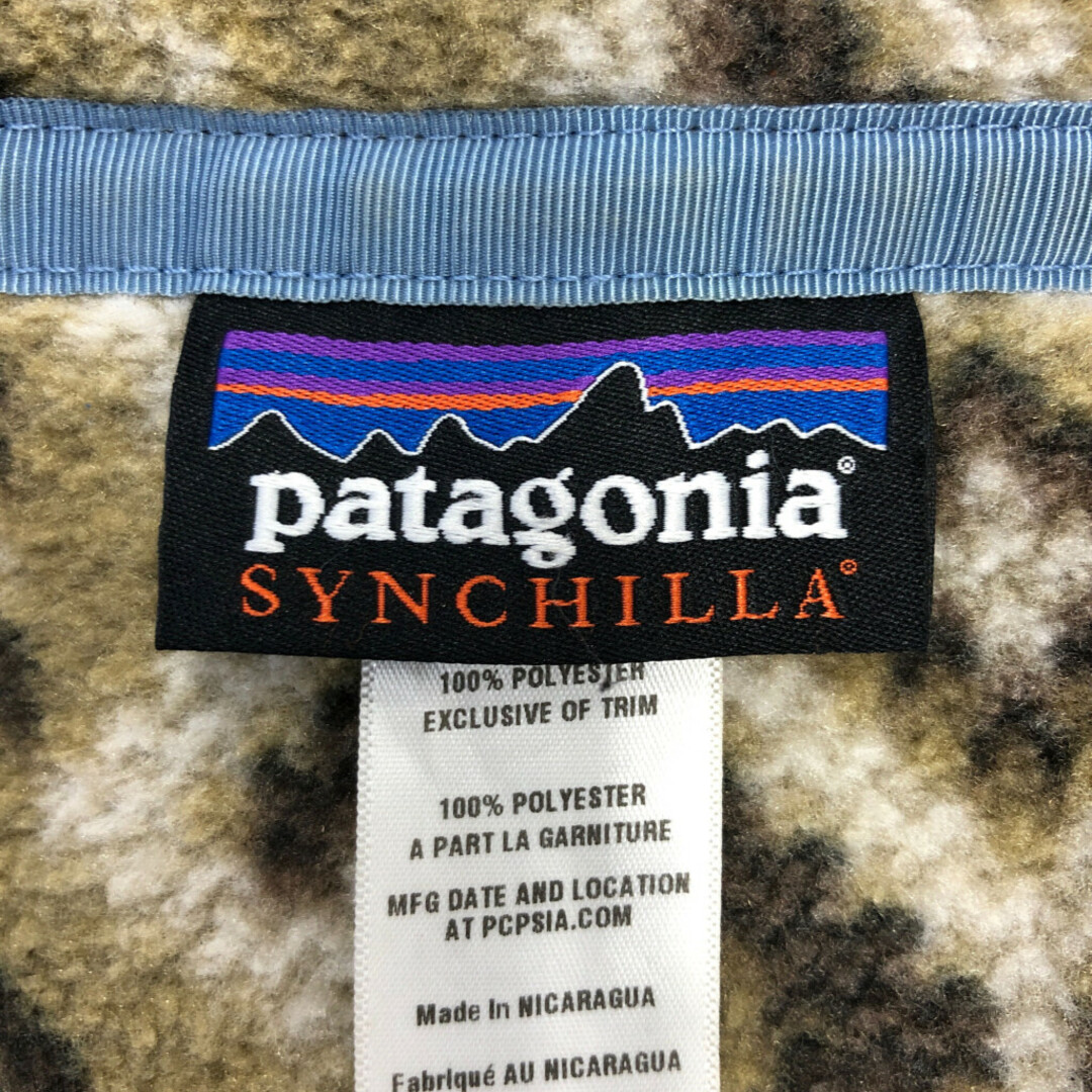 patagonia(パタゴニア)のpatagonia パタゴニア スナップT SYNCHILLA シンチラ スナップT フリースジャケット アウトドア 総柄 ブラウン(メンズ L) 中古 古着 Q5341 メンズのジャケット/アウター(その他)の商品写真