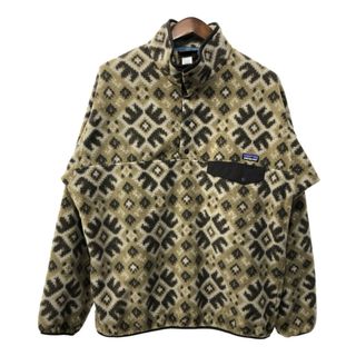 パタゴニア(patagonia)のpatagonia パタゴニア スナップT SYNCHILLA シンチラ スナップT フリースジャケット アウトドア 総柄 ブラウン(メンズ L) 中古 古着 Q5341(その他)