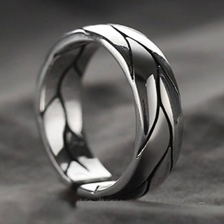 メンズ　リング　調節可能　シルバー　ライン　模様　指輪　カット　デザイン(リング(指輪))