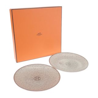 Hermes - 【中古】【Sランク】HERMES エルメス モザイクヴァンキャトル パンプレート ペア 洋食器 16cm 035012P 2枚組 プラチナ グレー【ISEYA】