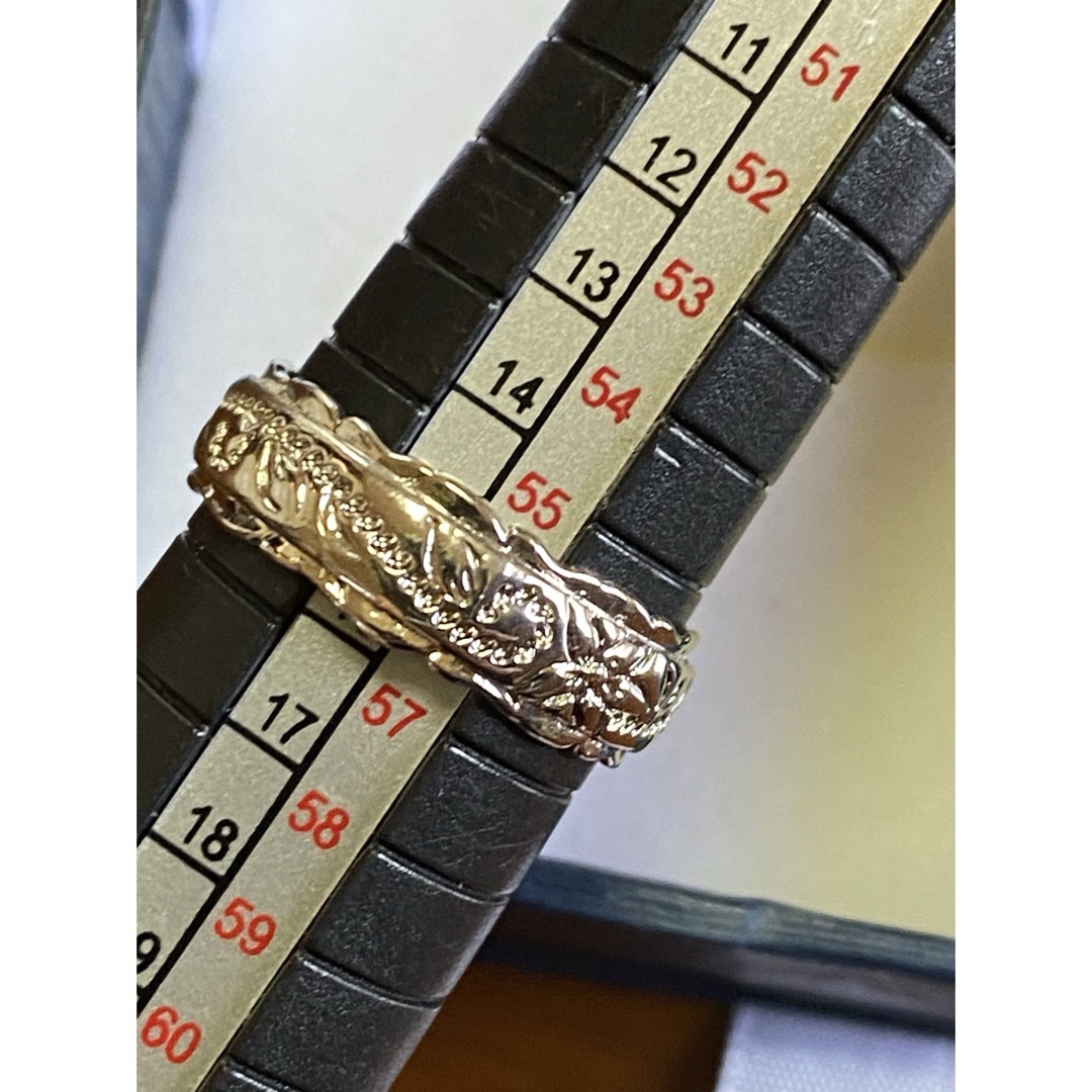 Plumeria designハワイアンジュエリー風14K刻印ring15.5号 レディースのアクセサリー(リング(指輪))の商品写真