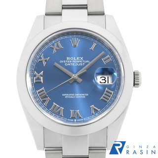 ロレックス(ROLEX)のロレックス デイトジャスト41 126300 ブルー ローマ 3列 オイスターブレス ランダム番 メンズ 中古 腕時計(腕時計(アナログ))