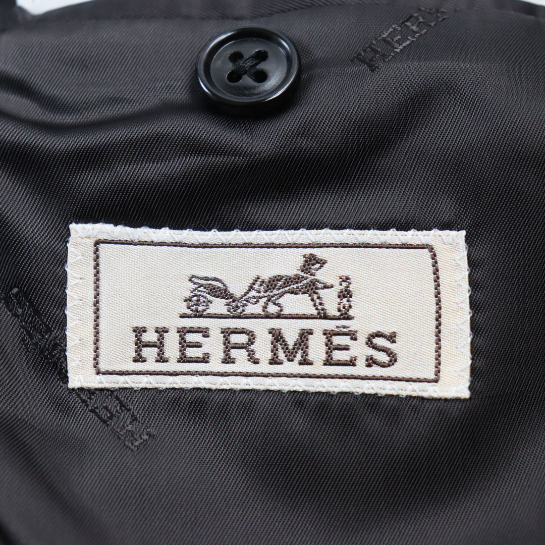 Hermes(エルメス)の極美品●HERMES エルメス 2021年製 super100s生地使用 ダブルブレスト オーバーサイズ ハーフコート ピーコート グレー 54 ハンガー付き イタリア製 正規品 メンズ メンズのジャケット/アウター(ピーコート)の商品写真