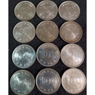 銀貨東京 オリンピック 記念100円銀貨SILVER 600綺麗な美品銀貨12枚(金属工芸)