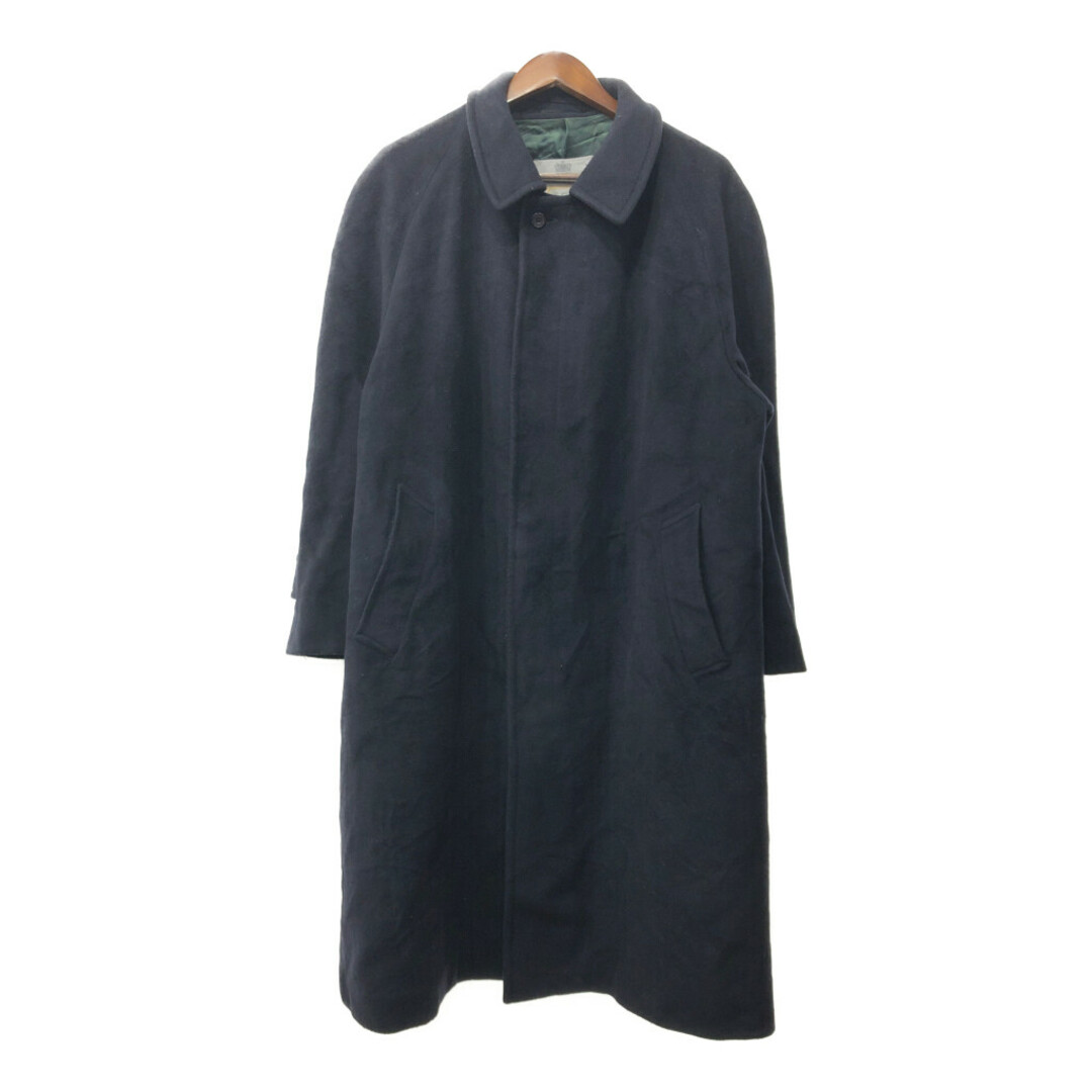 70年代 カナダ製 Aquascutum アクアスキュータム ウール ステンカラーコート ヴィンテージ ネイビー (メンズ 42 S) 中古 古着 Q5351 メンズのジャケット/アウター(ステンカラーコート)の商品写真