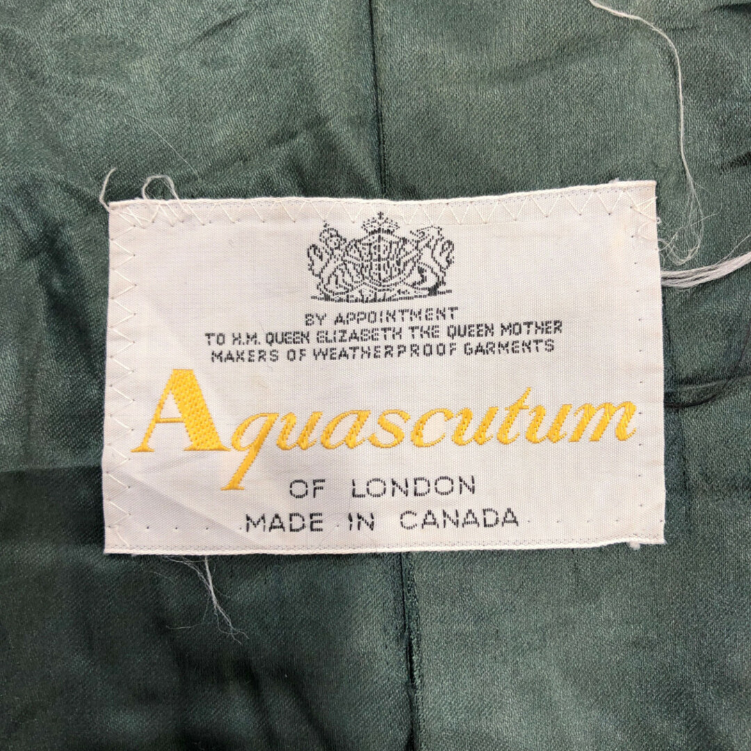 70年代 カナダ製 Aquascutum アクアスキュータム ウール ステンカラーコート ヴィンテージ ネイビー (メンズ 42 S) 中古 古着 Q5351 メンズのジャケット/アウター(ステンカラーコート)の商品写真