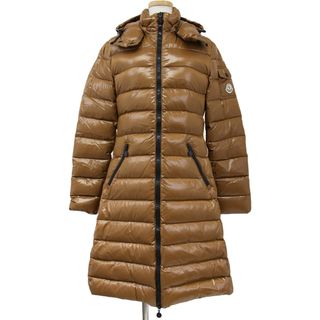 モンクレール(MONCLER)のMONCLER モンクレール ダウン コート ブラウン 0(XS) ロング スタンドカラー フード付き Aライン ナイロン MOKA アウター ジャケット ブルゾン【レディース】【中古】(ダウンジャケット)