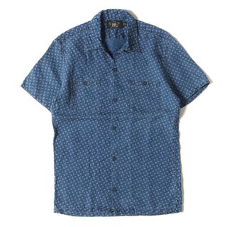 ダブルアールエル(RRL)の美品 RRL ダブルアールエル シャツ サイズ:XS 18SS アンカー柄 インディゴ リネン オープンカラー 半袖シャツ インディゴ トップス カジュアルシャツ【メンズ】【中古】(シャツ)