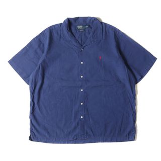 POLO RALPH LAUREN - POLO Ralph Lauren ポロ ラルフローレン シャツ サイズ:XXL 90s CURHAM リネン/コットン オープンカラー 半袖シャツ CLASSIC FIT ネイビー 紺 90年代 トップス カジュアルシャツ【メンズ】【中古】