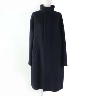 celine - 極美品☆CELINE セリーヌ 2M4276700 カシミヤ100％ エディ期 ロゴボタン 比翼仕立て スタンドカラー ロング丈 コート ネイビー 34 イタリア製 正規品 レディース