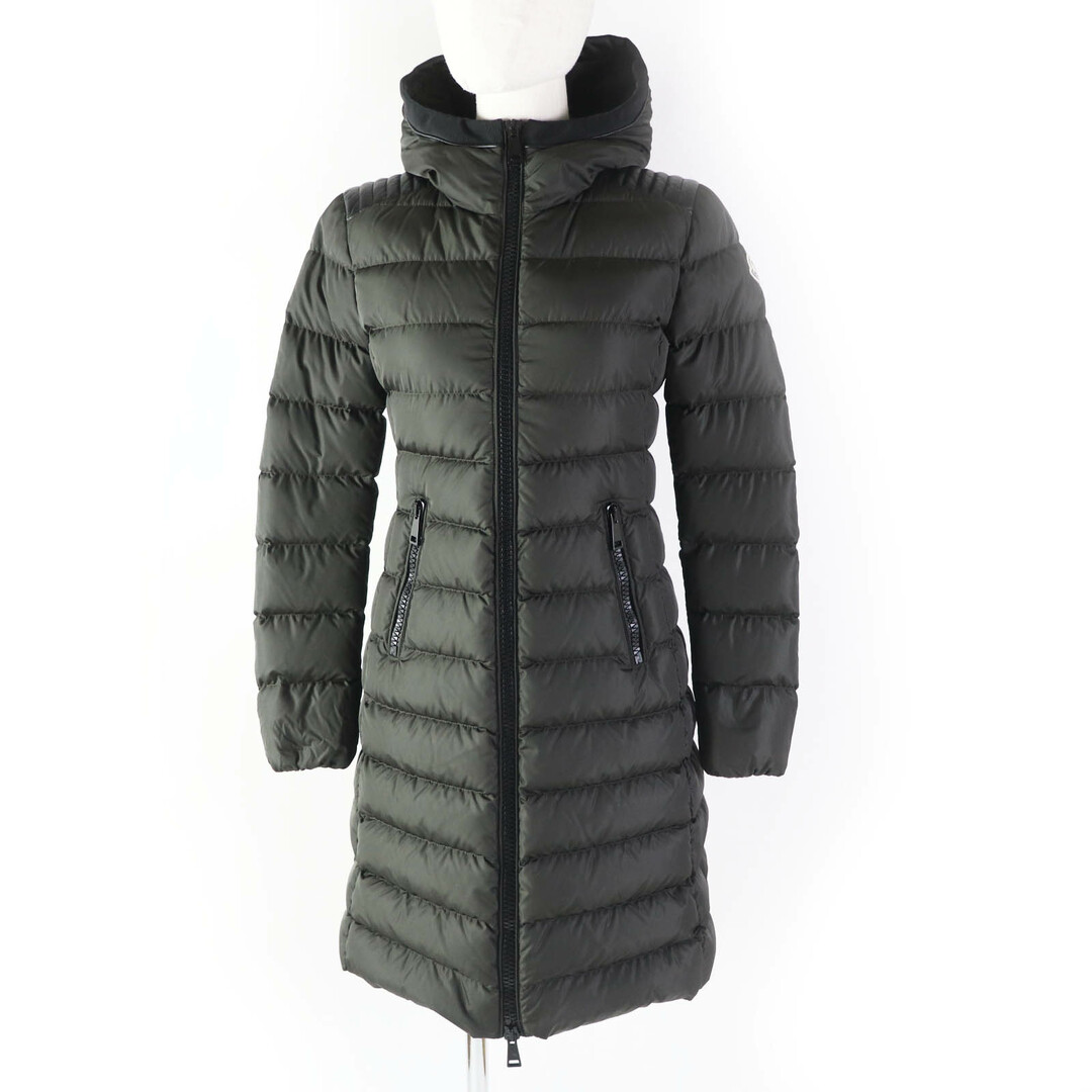 MONCLER - 美品◎MONCLER モンクレール TALEVE タレヴ ナイロン ナイロン フード付き ジップアップ レザー使い ダウンコート ダークカーキ 00 ハンガー・ガーメント付き 正規品 レディース
