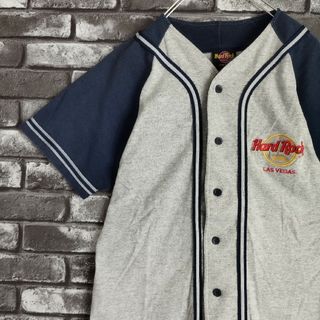 ハードロックカフェ(Hard Rock CAFE)の90sハードロックホテルラスベガス刺繍ロゴベースボールシャツラグランスリーブ(シャツ)