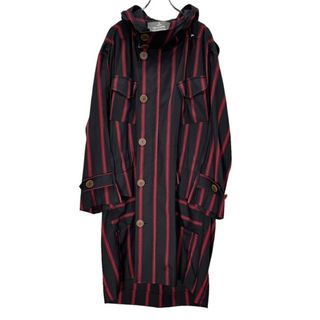 Vivienne Westwood - Vivienne Westwood MAN 22SS ウールレーヨンストライプドルマンハイネックフーデッドロングコート ジャケット 変形