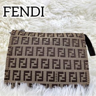 フェンディ(FENDI)の極美品✨FENDI　フェンディ　ズッキーノ　ポーチ　アクセサリー バニティ　小物(ポーチ)