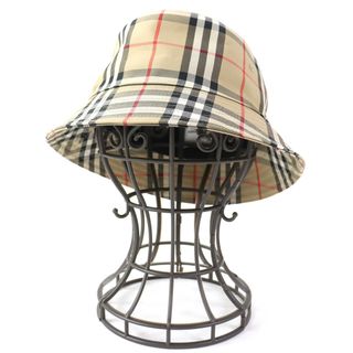 BURBERRY - 極美品△BURBERRY バーバリー 8026927 ノバチェック柄 帽子 バケットハット ベージュ系 S イタリア製 正規品 レディース メンズ 人気 オススメ◎