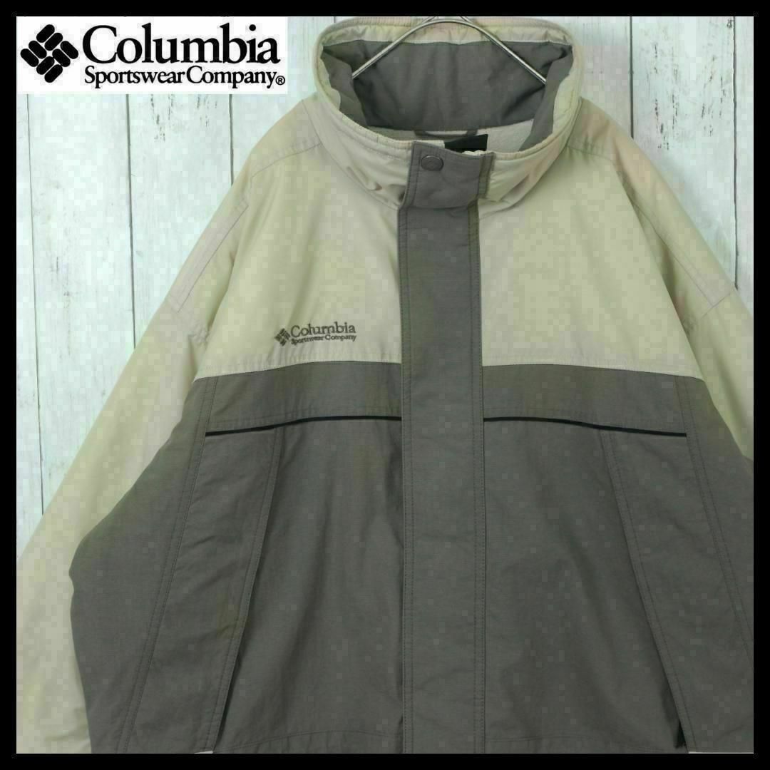 【希少】コロンビア L ナイロンジャケット 中綿 ベージュ 90s 刺繍ロゴ メンズのジャケット/アウター(ナイロンジャケット)の商品写真