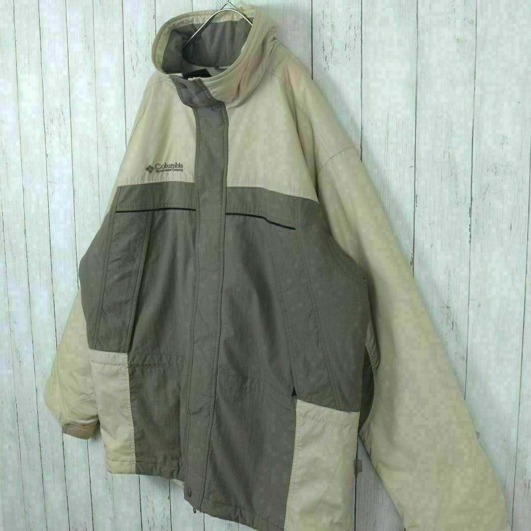 【希少】コロンビア L ナイロンジャケット 中綿 ベージュ 90s 刺繍ロゴ メンズのジャケット/アウター(ナイロンジャケット)の商品写真
