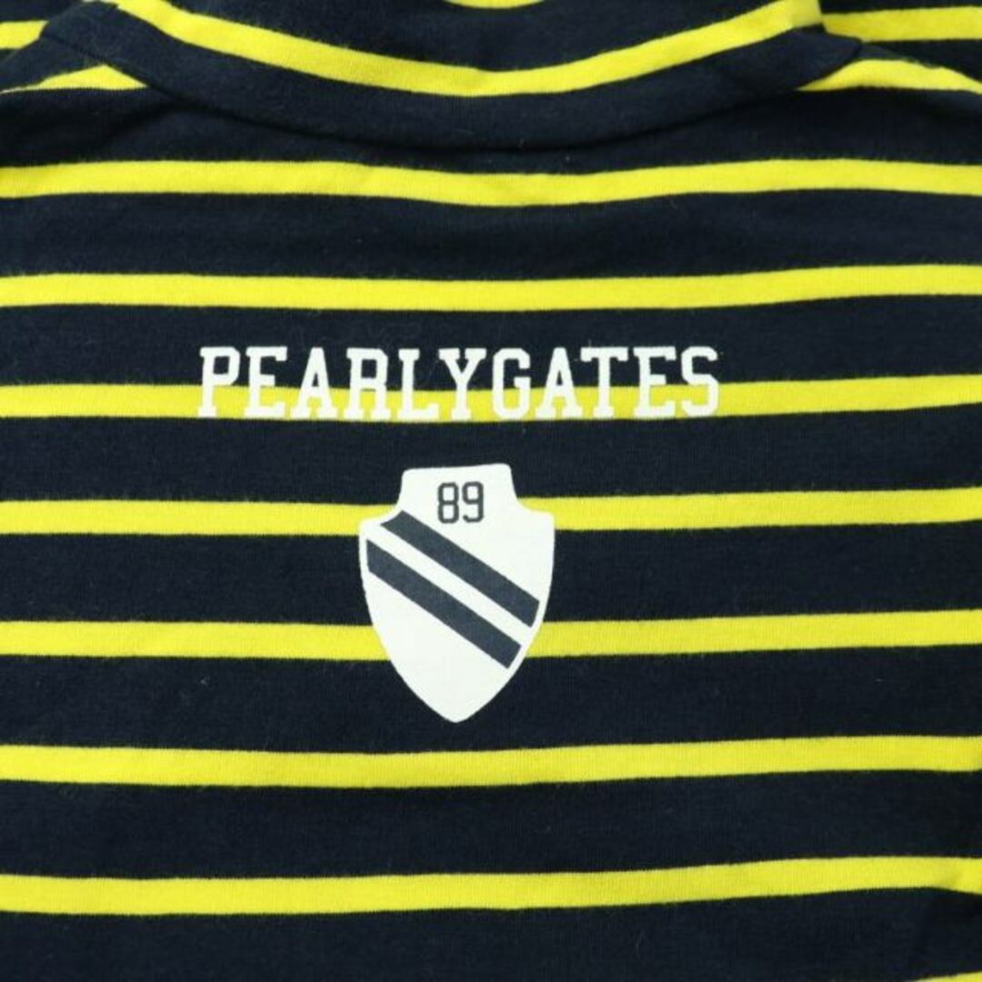 PEARLY GATES(パーリーゲイツ)のパーリーゲイツ ゴルフ カットソー ボーダー ロゴ ハイネック S 紺 黄 レディースのトップス(カットソー(長袖/七分))の商品写真