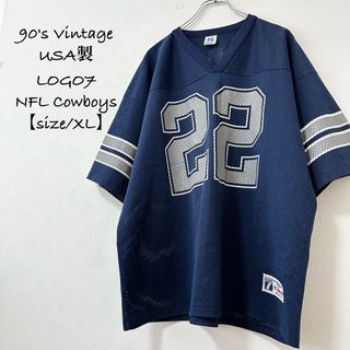 90s★USA製★NFL★アメフト★ゲームシャツ/ユニフォーム★紺グレー白★XL