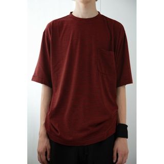 20ss COMOLI ウール天竺 半袖クルー Tシャツ レッド ボーダー