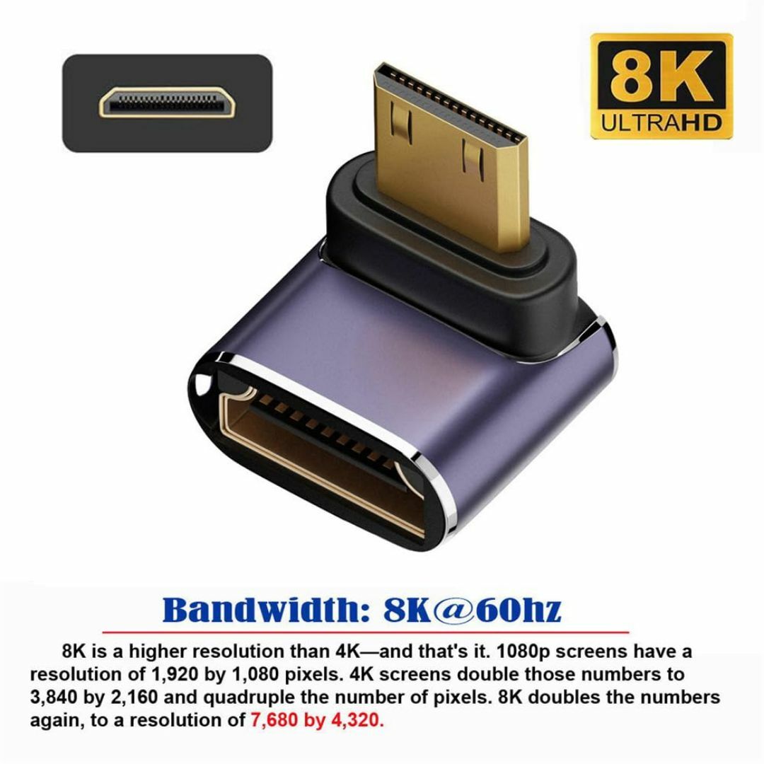 【スタイル:C8K04】xiwai 8 K下角ミニHDMI公転HDMI 2.1マ その他のその他(その他)の商品写真