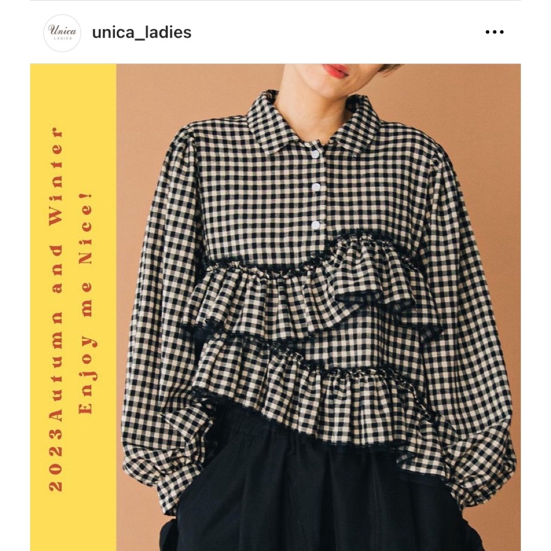 UNICA(ユニカ)のUnica ギンガムチェックウェービーフリルブラウス レディースのトップス(シャツ/ブラウス(長袖/七分))の商品写真