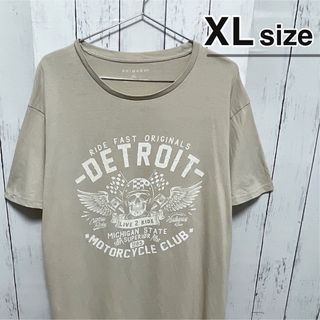 プライマーク(PRIMARK)のUSA古着　Tシャツ　ベージュ　スカル　ドクロ　骸骨　バイク　PRIMARK(Tシャツ/カットソー(半袖/袖なし))