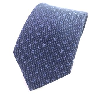 LOUIS VUITTON - 未使用品▼LOUIS VUITTON ルイヴィトン 2023年製 M70953 クラヴァット・モノグラム クラシック シルク100% マリーヌ ネクタイ 8cm 箱付き イタリア製 正規品 メンズ